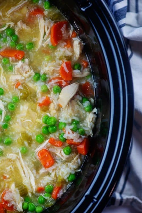 Crockpot Chicken and Rice Soup | Buns In My Oven