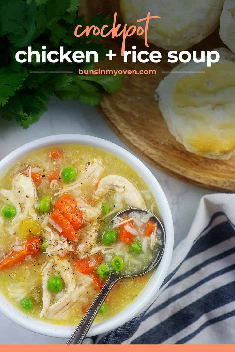 Crockpot Chicken and Rice Soup | Buns In My Oven