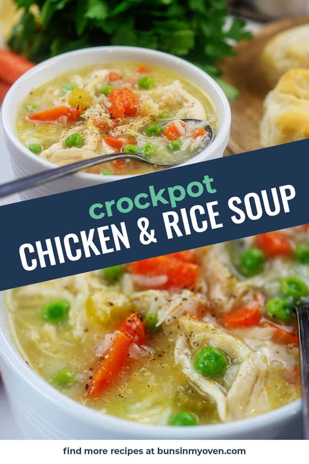 Crockpot Chicken and Rice Soup | Buns In My Oven