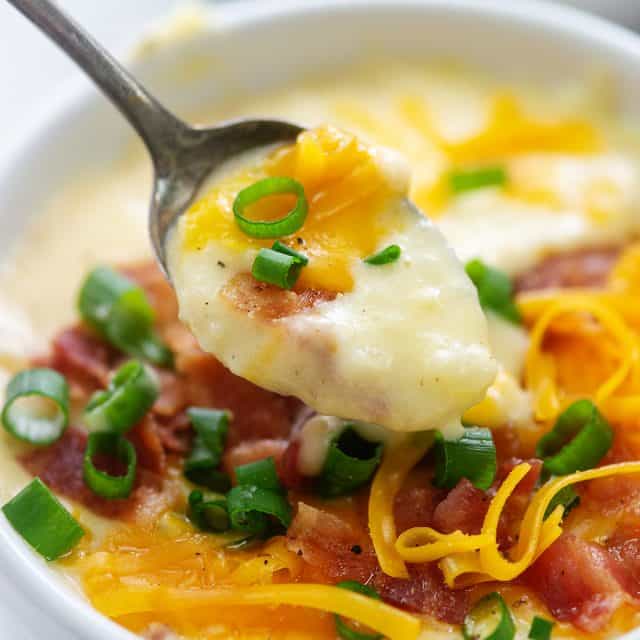 Creamy & Cheesy Instant Pot Potato Soup Recipe | Buns In My Oven