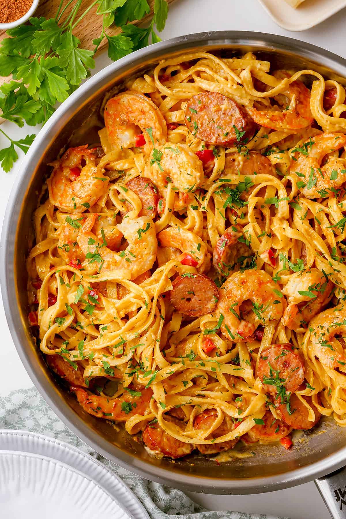Creamy Angel Hair Pasta with Bacon and Shrimp - Spicy Southern Kitchen