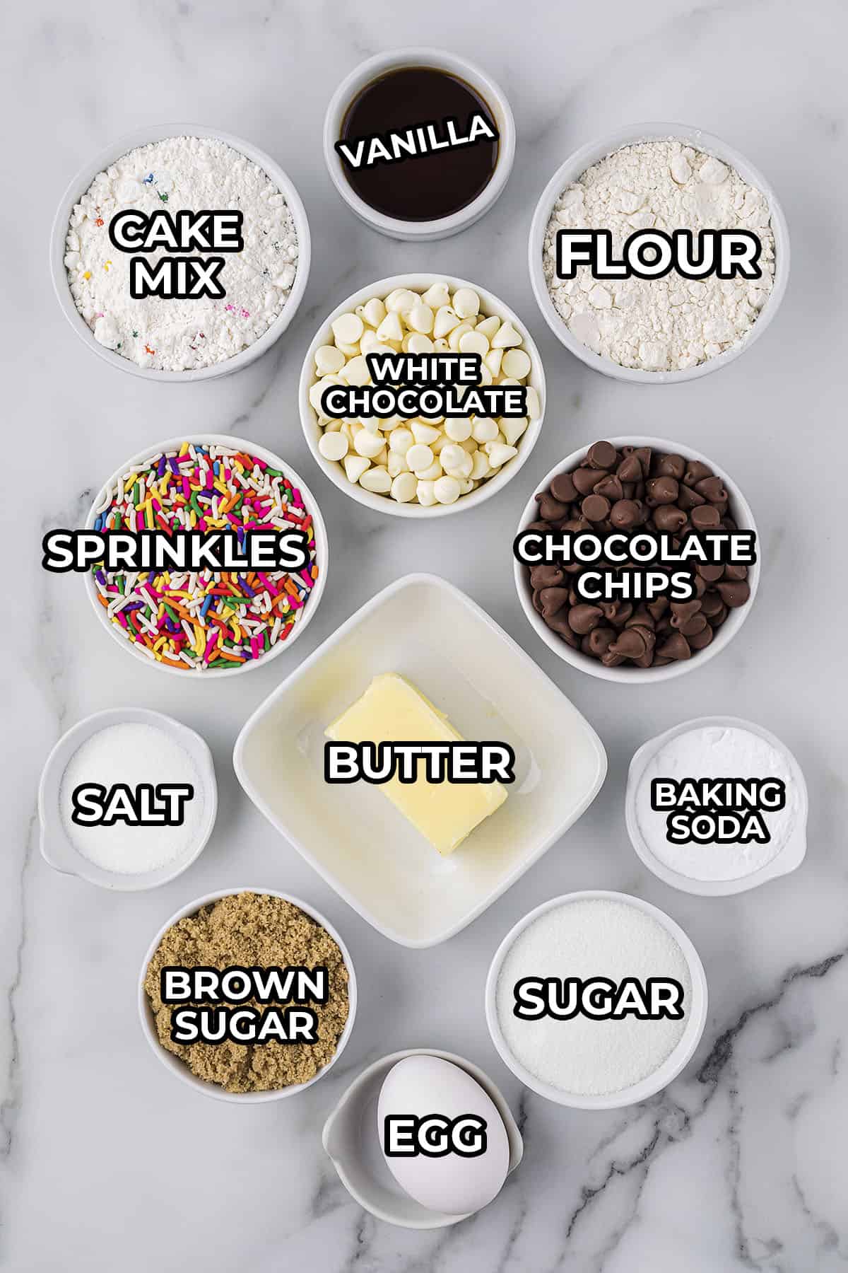 Ingredients for cake batter cookies.