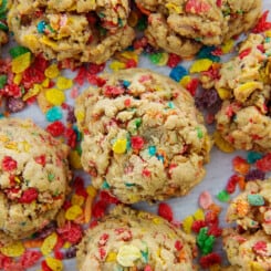 Thick & Chewy Fruity Pebbles Cookies | Buns In My Oven