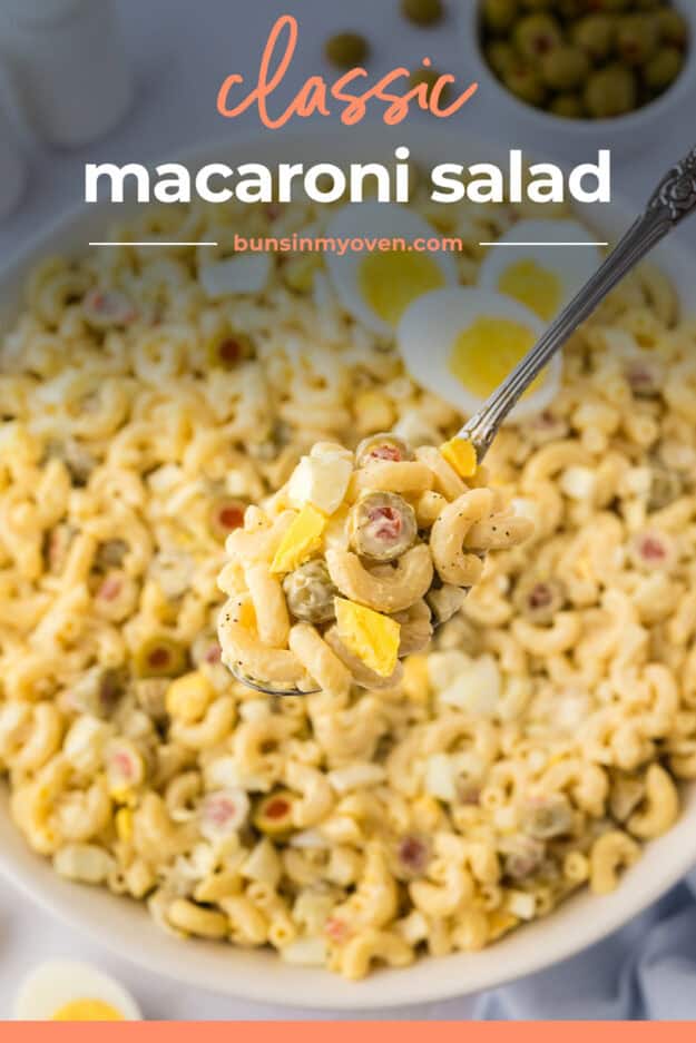 Mac salad on a spoon.