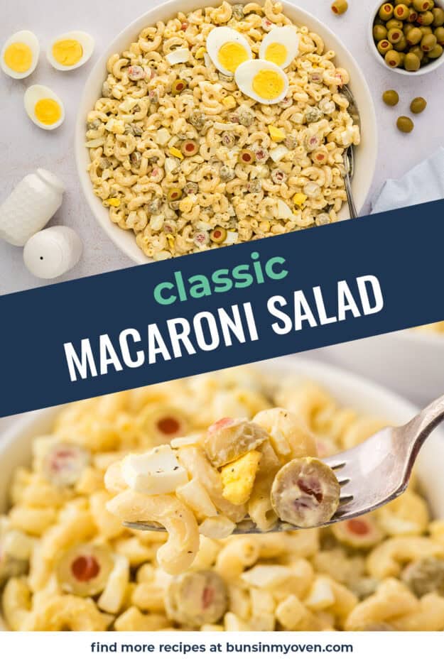 Collage of macaroni salad images.