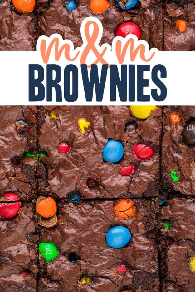 overhead view of m&m brownies.