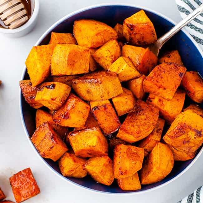 Honey Cinnamon Sweet Potato Cubes