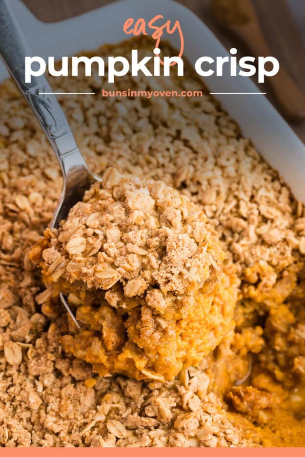 Spoonful of easy pumpkin crisp recipe.