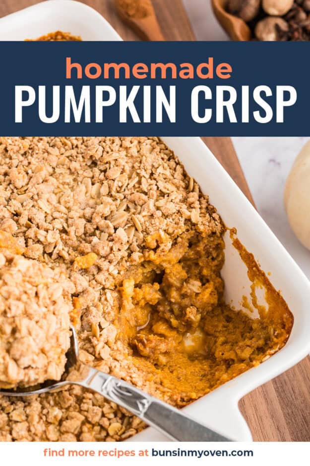 Pumpkin crisp in white baking dsih.