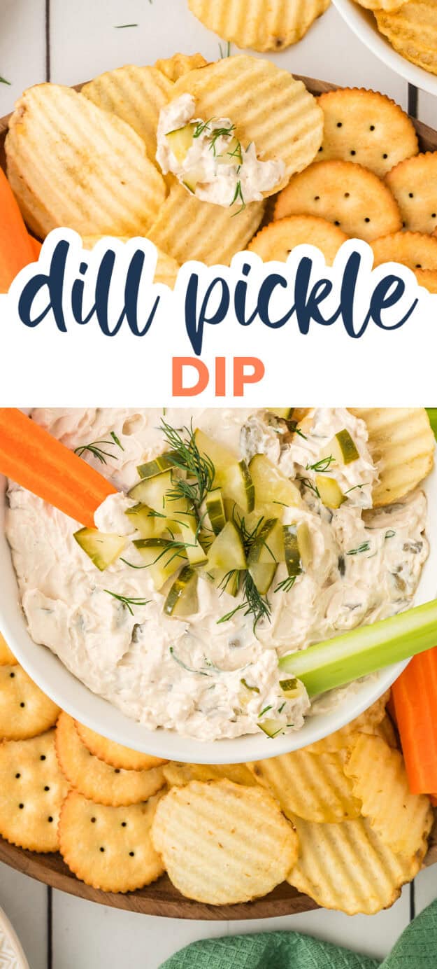 Pickle dip in bowl.