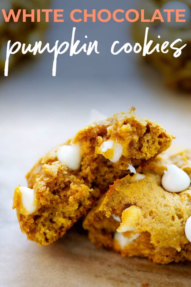 pumpkin cookies with white chocolate chips.