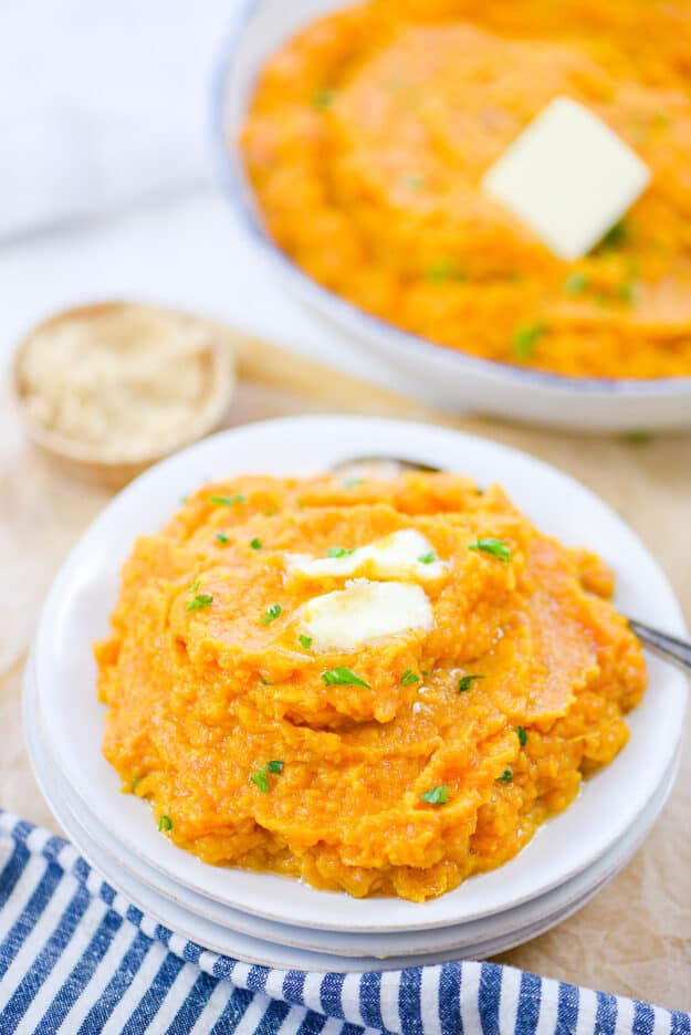 Maple Mashed Sweet Potatoes | Buns In My Oven