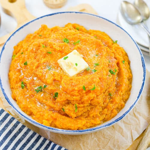 Maple Mashed Sweet Potatoes | Buns In My Oven