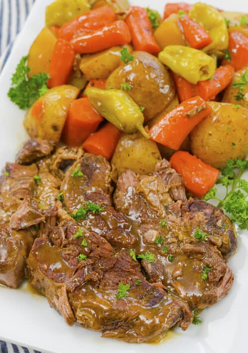 Mississippi Pot Roast with Potatoes and Carrots | Buns In My Oven
