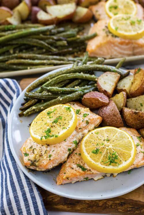 Sheet Pan Salmon with Green Beans & Potatoes | Buns In My Oven