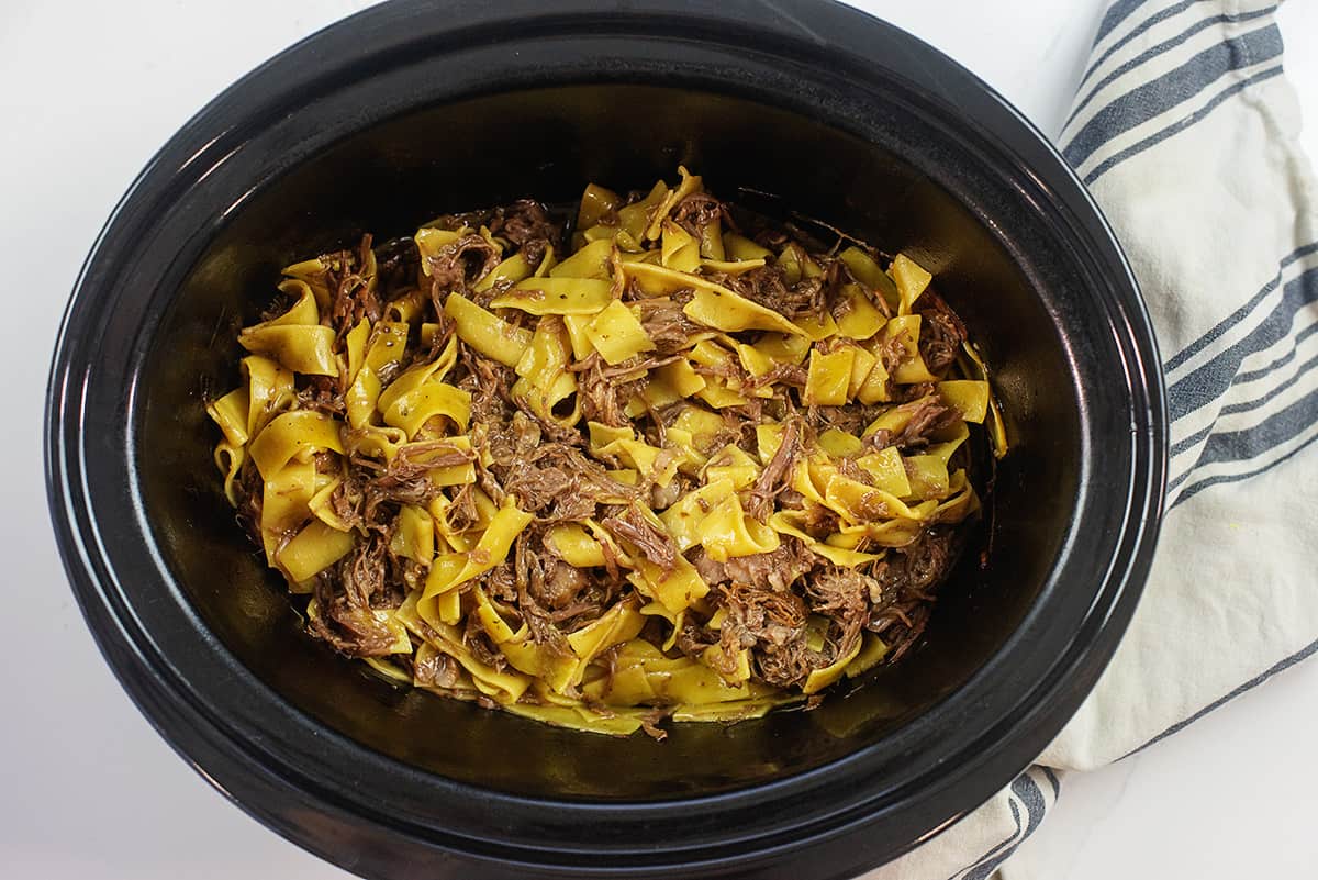 Crockpot Mississippi Beef and Noodles