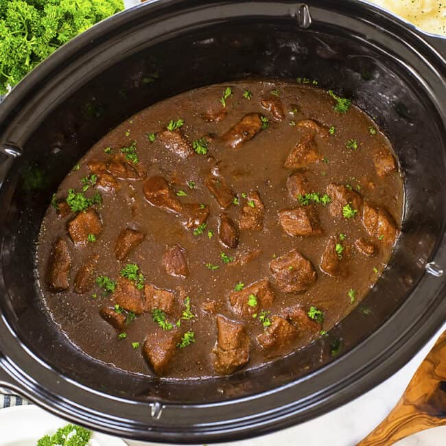 Crockpot Beef Tips and Gravy | Buns In My Oven