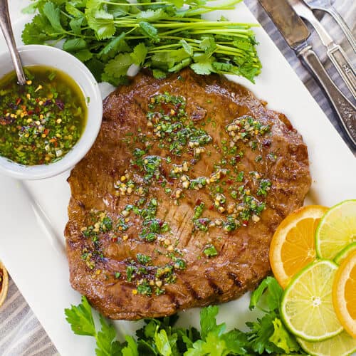 Brazilian Grilled Flank Steak With Chimichurri Rice - Lovely Little Kitchen