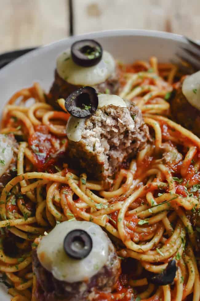 Spooky Spaghetti & Eyeballs | Buns In My Oven