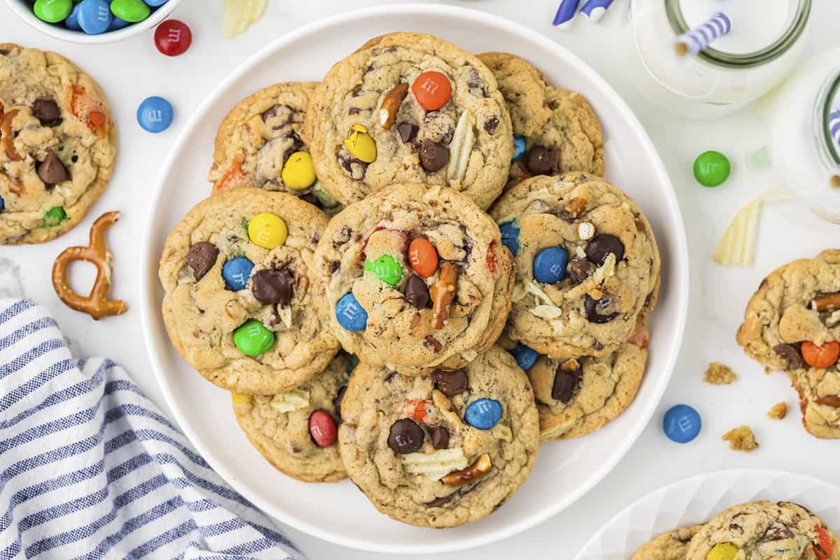 Plate full of kitchen sink cookies.