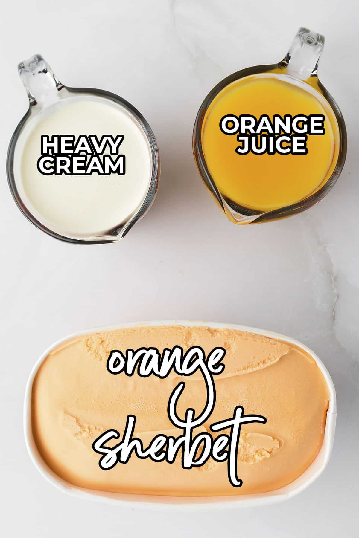 Ingredients for orange creamsicle popsicles.