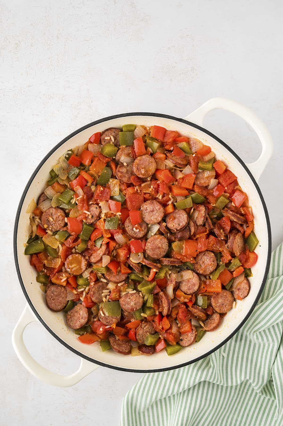 Cooke sausage and rice skillet.