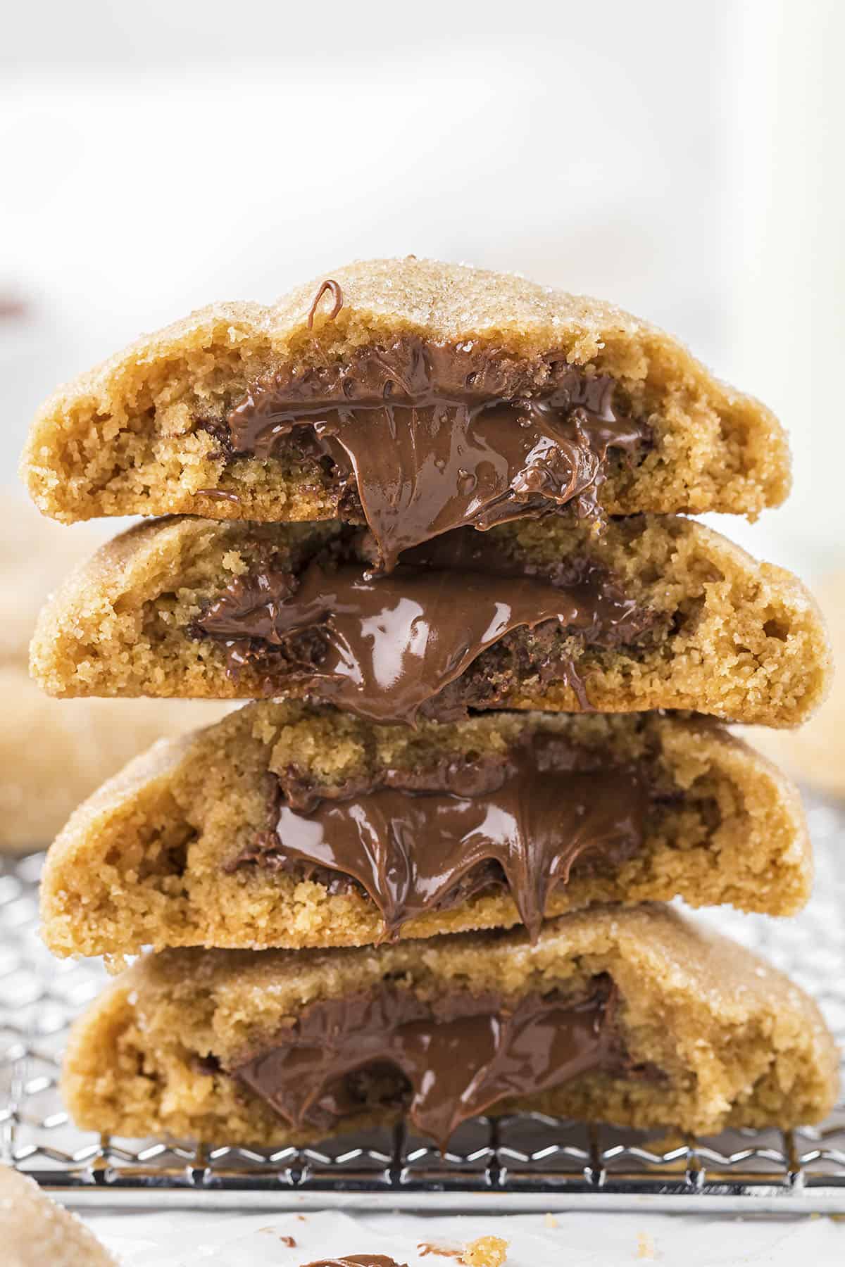 Stack of Nutella stuffed cookies.