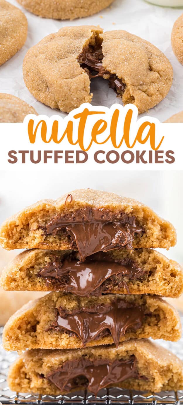 Nutella Stuffed Cookies photo collage.