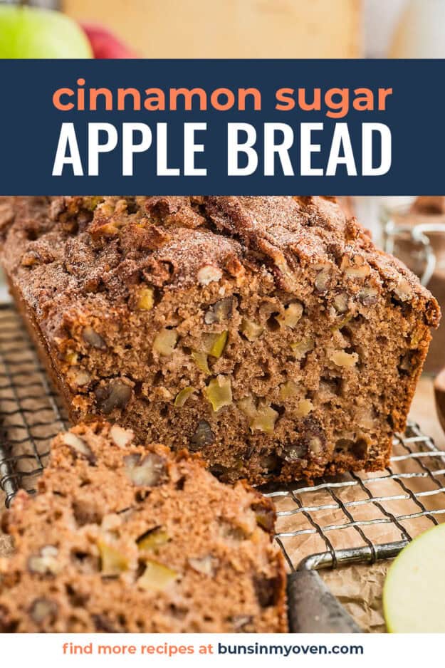 Apple bread on cooling rack.