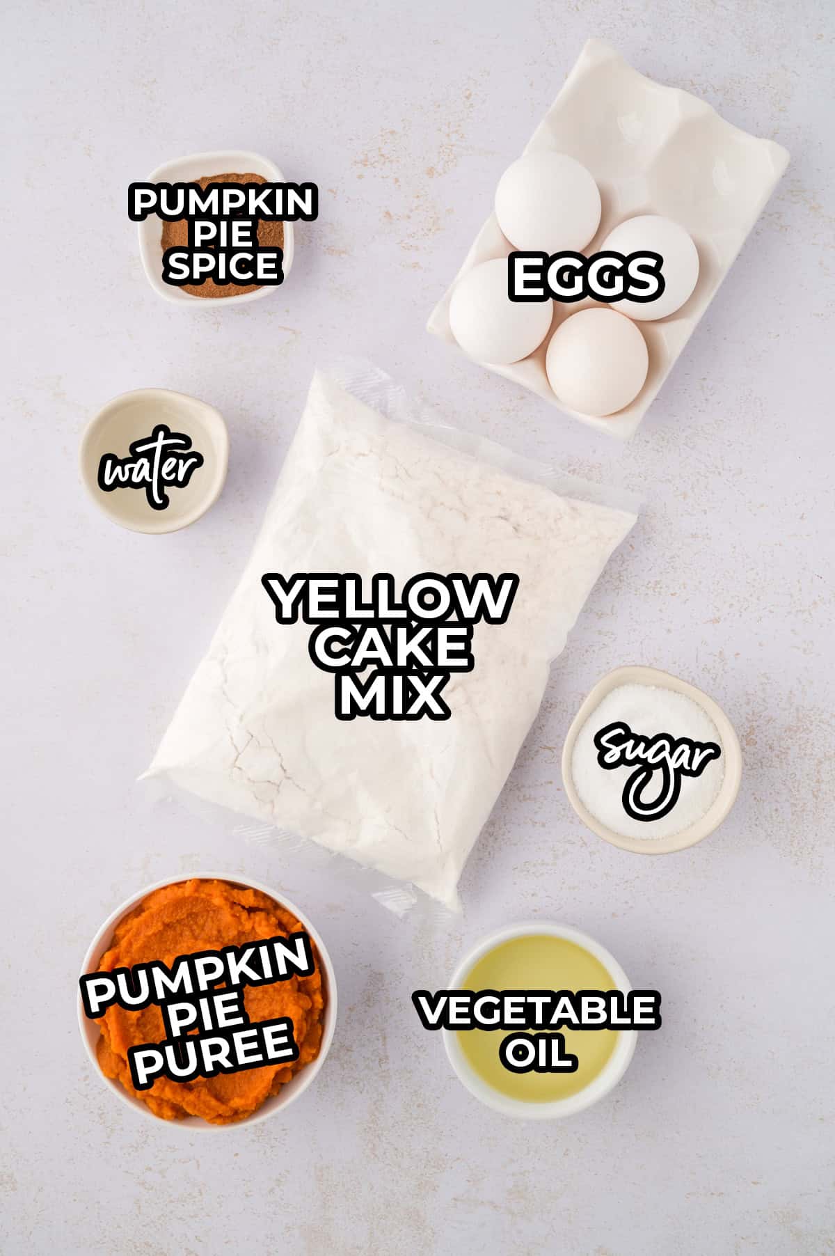 Pumpkin bundt cake ingredients.