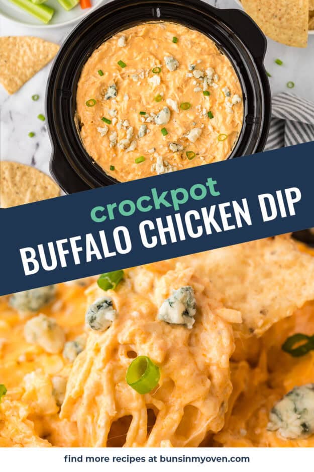 Collage of buffalo chicken dip images.