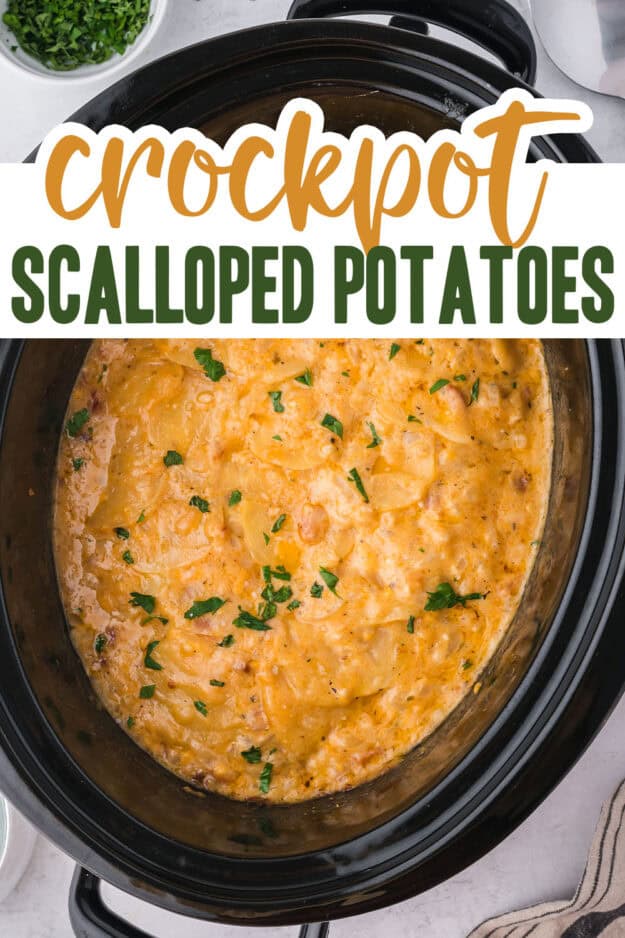 Scalloped potatoes in crockpot.