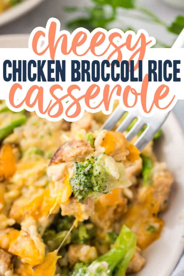 Broccoli chicken rice casserole on plate.