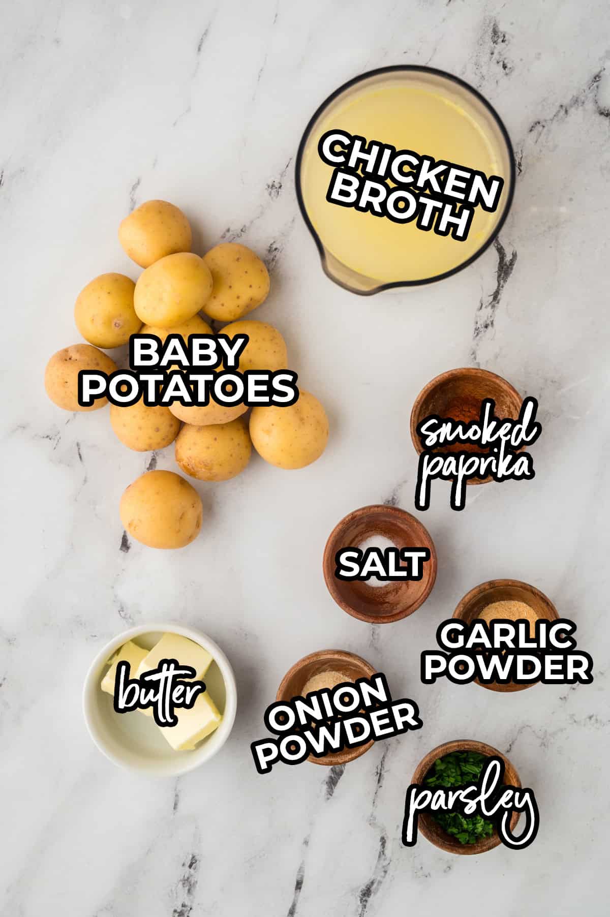 Ingredients for boiled potatoes.