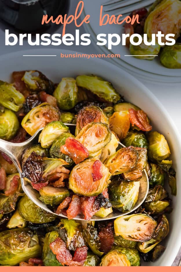 Spoonful of roasted Brussels sprouts.