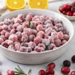 Bowl full of sugared cranberries.