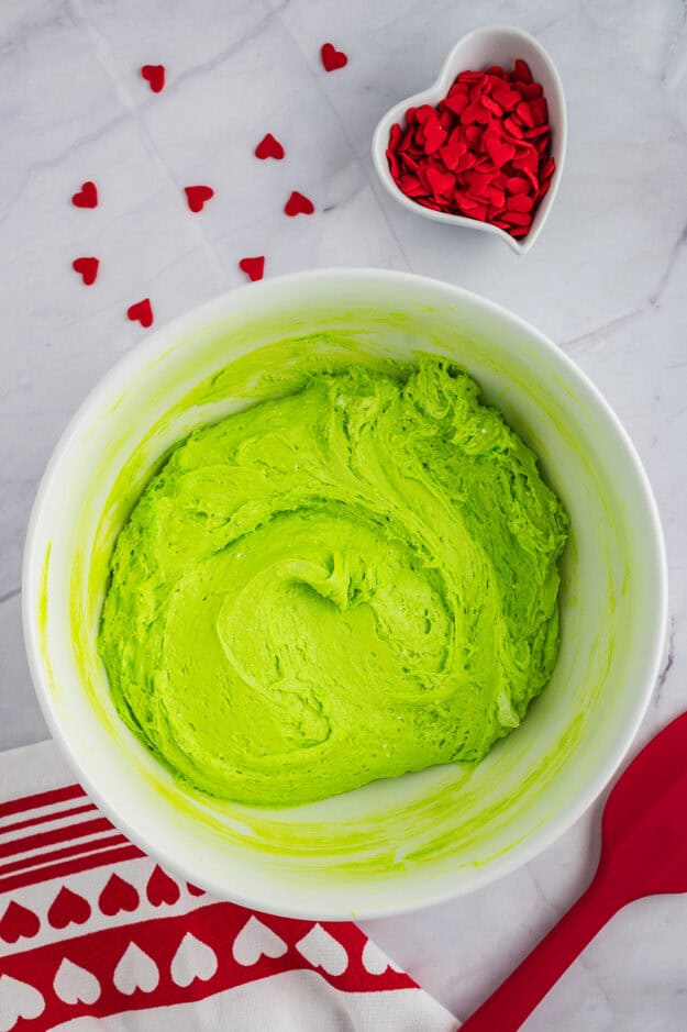 Green colored cookie dough.