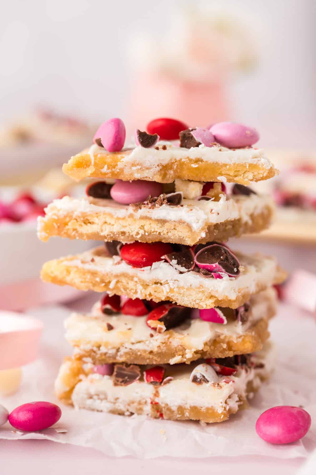 Stack of Valentine's toffee.