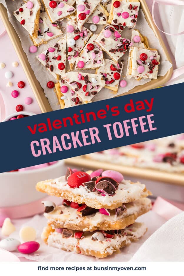 Collage of cracker toffee images.