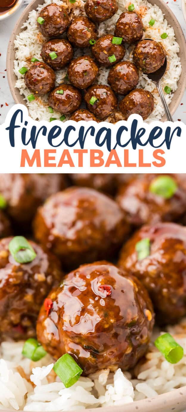 Collage of firecracker meatball images