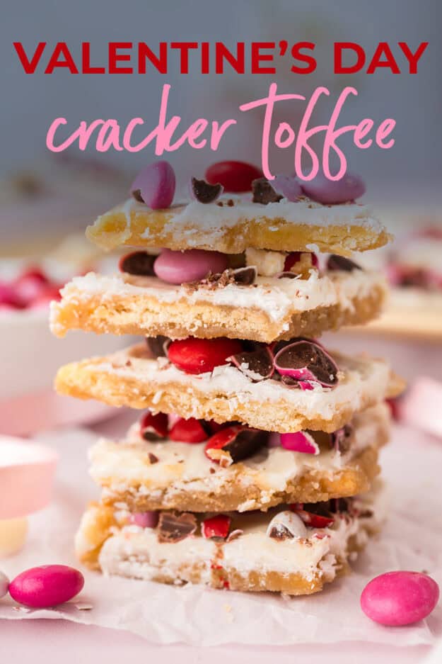 Stack of cracker toffee.