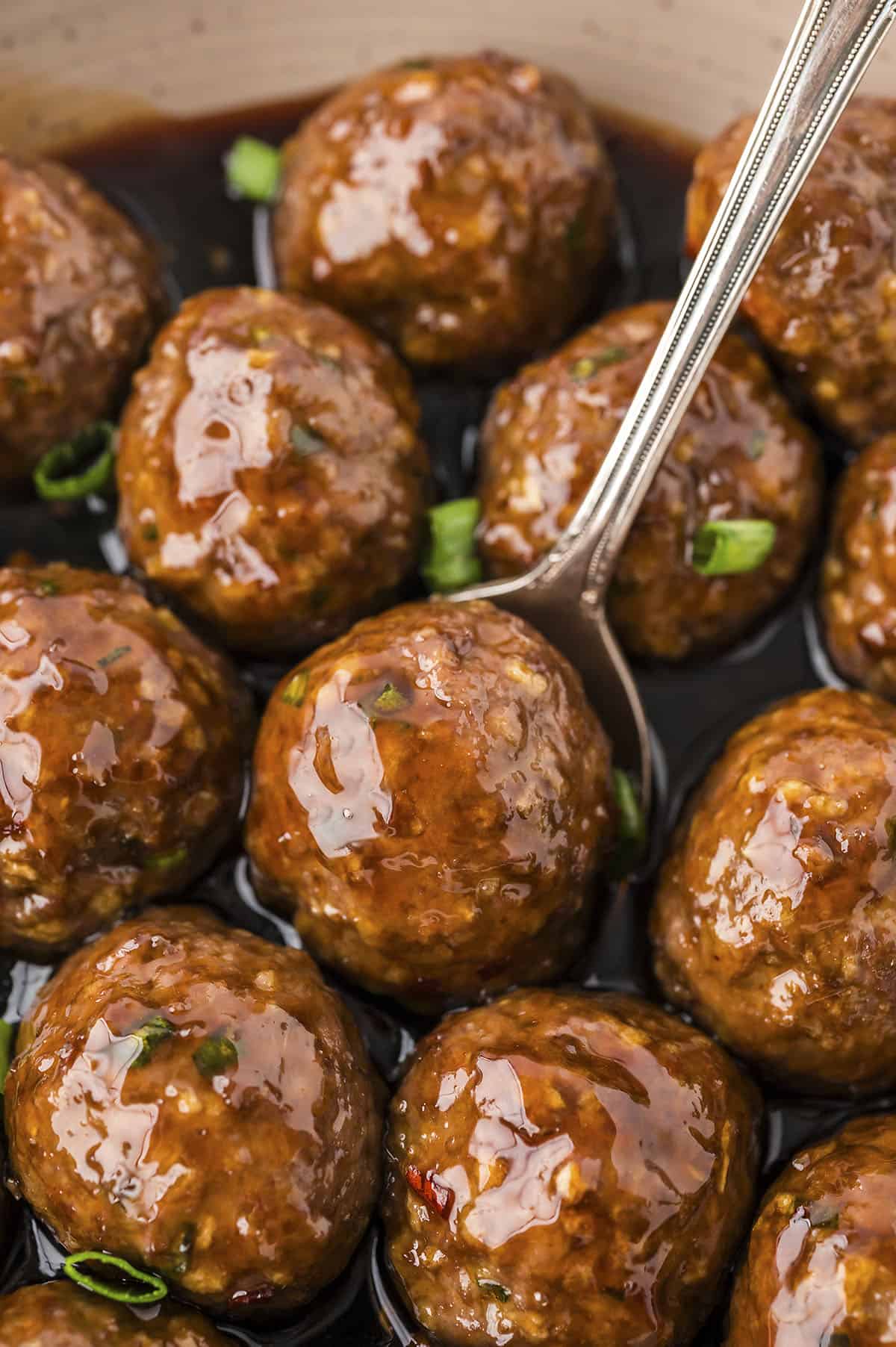 Firecracker meatballs in sauce.